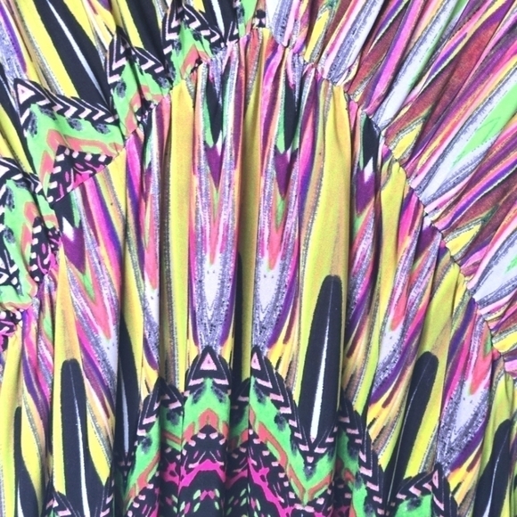 tbags Los Angeles Womens Abella Colorful Art To Wear Batwing Sleeve Dress Large - Picture 3 of 9